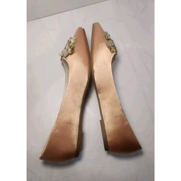 MACKIN J Pointy Toe Satin Sequin Flower Decor Ballet Flats Special Occasion 7.5‎ - Picture 6 of 9